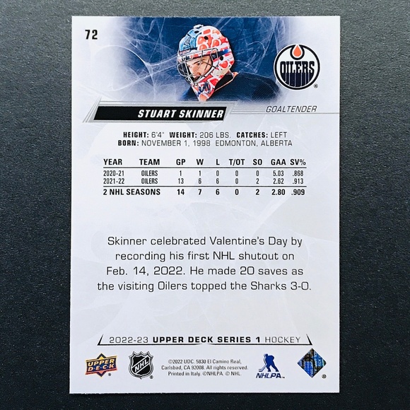 Stuart Skinner - 2022-23 Upper Deck #72 - Picture 2 of 2